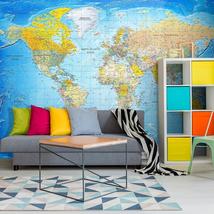 Tiptophomedecor Peel and Stick World Map  Wallpaper Wall Mural - World Map Class - £48.10 GBP+