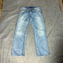 Silver Mens Jeans 34x32 Blue Straight Denim Pant Light Grunge Western Ca... - $29.98