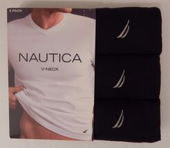 3 GENUINE NAUTICA MENS COTTON BLACK V NECK T SHIRTS UNDERSHIRTS S M L XL... - $26.90