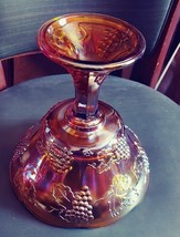 Indiana Glass HARVEST WEDDING Gold Carnival Glass Compote  #1259 image 4