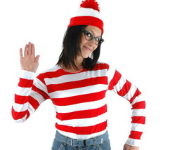 Where&#39;s Waldo Wenda Long Sleeve Pullover Shirt Adult Costume LARGE/XL New Unworn - £12.74 GBP