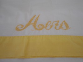 Vintage Yellow White embroidered HERS standard pillowcase - Estate Find #1 - $521.54 MXN