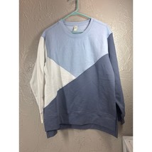 Green Tea Womens Colorblock Sweatshirt Tri-Color Side Split Seam Denim M... - $371.56 MXN