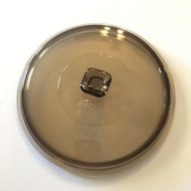 Glass Replacement Lid Amber Brown Square Knob for 8 3/4&quot; Round Casserole... - $10.36
