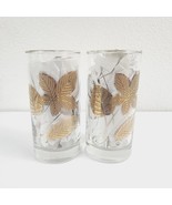 Pair Libbey Gold Leaves Flat Tumbler 5 5/8&quot; Tall - £12.44 GBP