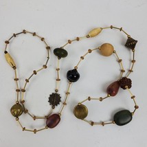 Vintage Hippie Style Earthy Earth Tones Beaded Necklace 46 Inch Pullover - $16.83