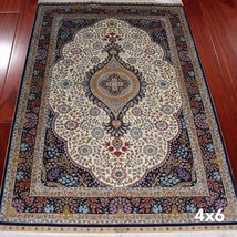 4&#39; x 6&#39; Persian Handmade Pure Silk Rugs Oriental Traditional Floral Area Carpets - £959.22 GBP