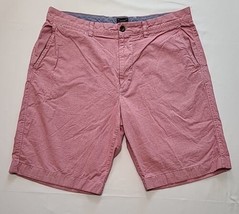 J Crew Mens Size 35 Bremuda Shorts Red Check Chino Cotton Pockets 11&quot; Inseam - £14.14 GBP