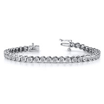 4mm Round Cut Simulated Diamond Bezel Set Tennis Bracelet 925 Silver 11 TCW - £78.33 GBP