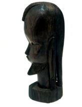 Vintage African Bust Hand Carved Wooden Sculpture Tribal Head Dark Brown... - $19.79
