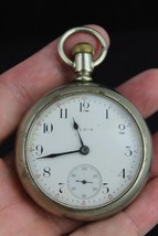 antique pocket watch large 18s 7j ELGIN early 1905 nickel movement - $79.99
