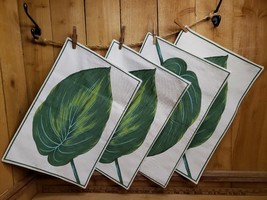 Set of 4  Martha Stewart 100% Cotton 19 x 13 Placemats Tropical Leaf Nat... - $31.02