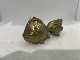 Vintage Brass Koi Golden Fish Goldfish Figurine Paperweight Fantail - $24.74