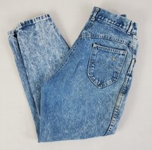 Chic High Waist Mom Jeans Size 9 Petite Stonewash Denim Tapered Leg 80&#39;s Vintage - £20.09 GBP