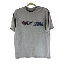 Columbia Mens PFG Short Sleeve T-Shirt Logo Crew Neck Gray L - £4.73 GBP