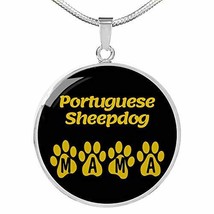 Portuguese Sheepdog Mama Circle Necklace Stainless Steel or 18k Gold 18-22&quot; Dog  - £34.87 GBP