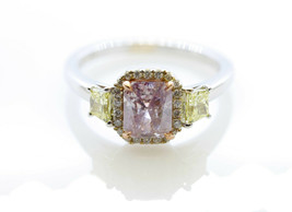 GIA 1.86ct Natural Argyle 6pp Fancy Pink Purple &amp; Yellow Diamond Engagement Ring - £25,246.41 GBP