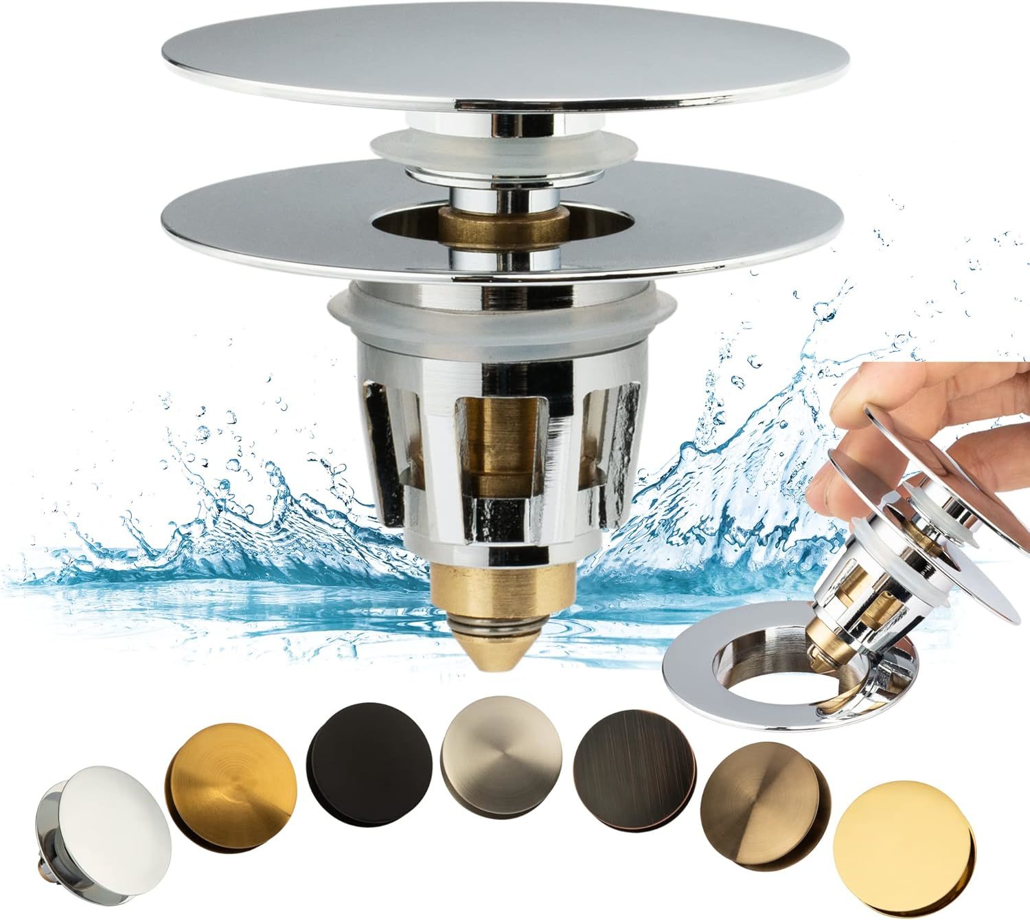 Artiwell Universal Bathroom Sink Drain Stopper, Fits Most Pop-Up, Chrome... - $38.99