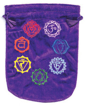 6&quot;x 8&quot; 7 Chakra Purple Velveteen Bag - £18.08 GBP