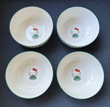 4 Hello Kitty Christmas Holiday 6&quot; Ceramic Cereal Soup Bowls Wreath Trees 2023 - £55.35 GBP