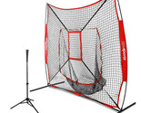Baseball Practicetraining Net 7X7 W Strike Zone 28-42&quot; Adjustable Battin... - $100.99