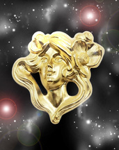 Haunted Antique Pin Golden Money Goddess Rare Power Highest Light Magickal - £71.42 GBP