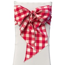 New LA Linen Checkered Chair Bows Sashes,7 by 108-Inch, Fuchsia/White, 10-Pack - £27.16 GBP