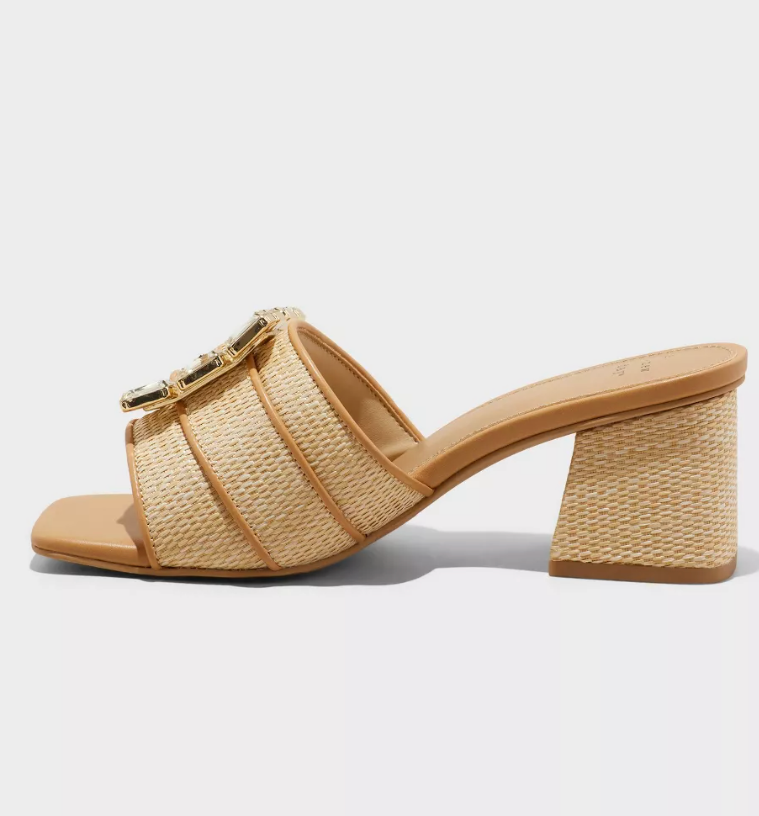 A New Day Women's Beige Kathleen Raffia Buckle Block Heels Sandals 6 Item image 2