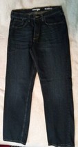 Wrangler Jeans Mens 34x32 Blue Dark Wash Denim Relaxed Fit Straight BOX-... - £19.65 GBP