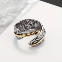 Adjustable Brass Feather Ring - £6.66 GBP