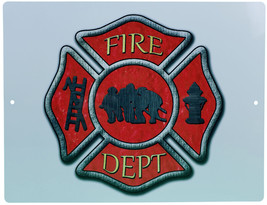 Aluminum Sign Firemans Cross White Firefighting Plaque Maltese Rescue 12&quot; x 9&quot; - £10.06 GBP