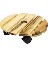 Avera Products | Round Wood Plant Caddy, Rolling Plant Stand (Single - 12&quot;) - $583.60 MXN