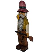 Tall Mountain Hillbilly with Rifle and Corn Cob Pipe - Carved Caricature - $56.00
