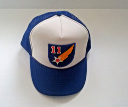 Blue mesh snapback trucker hat army air force style number 11 patch front - $19.75