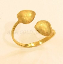 18k gold DOUBLE HEART RING #64 - £113.52 GBP