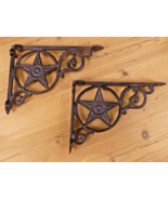 2 Cast Iron Star Brackets Garden Braces Shelf Bracket RUSTIC Mantle Prim... - $29.99