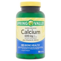 Spring Valley Rapid-Release Calcium 600mg + Vitamin D Softgels, 150 Coun... - £20.56 GBP