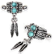 Turquoise &amp; Feather Cartilage Cuff Earring - $14.95