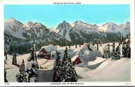 Paradise Inn in Mid Winter Mount Rainier National Park WA UNP WB Postcard L8 - £3.87 GBP