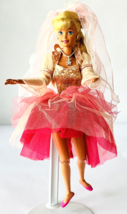 Altered Barbie Doll in Sparkly Pink Dress &amp; Lots of Pink Ribbons Pink Shoes - £15.45 GBP