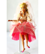 Altered Barbie Doll in Sparkly Pink Dress &amp; Lots of Pink Ribbons Pink Shoes - £15.12 GBP