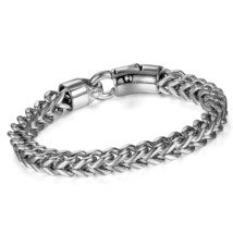 Mens Biker 8MM Wide Silver Heavy Stainless Steel Curb Link Chain Bracelet Bangle - £30.46 GBP