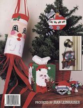 Plastic Canvas Xmas Santa Ornaments Tissue Cover Squeezum Musical Sleigh... - $13.99