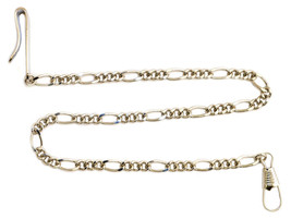 1  POCKET WATCH CHAINS STAINLESS silver tone CLASP  RING CLIP NEW - $16.25