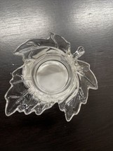 Decorative Fall Leaf Glass Tealight Holder Clear ~4” long - $8.05