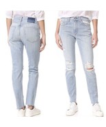 Rag &amp; Bone Marilyn Distressed Raw Hem Straight Leg Jeans Light Wash Size 26 - $46.47