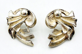 Vintage Solid Sterling Silver Brutalist Style Earrings - £25.38 GBP