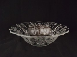 Fostoria CHINTZ Etched Glass 11&quot; Flared Bowl Baroque Shape Vintage Elegant Glass - £31.64 GBP