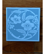 Semigrass Made in Italy Marked Light Grayish Blue &amp; White Flower Art Pot... - £8.99 GBP