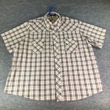 Wrangler Mens Perl Snap Shirt Size 3XL Short Sleeve Brown Tan Plaid Shor... - £19.41 GBP